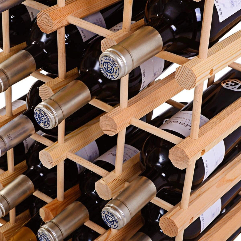 Scaffale Porta Bottiglie di Vino Fino a 40 Bottiglie, Cantinetta in Legno di Pino, 5 Ripiani, 44,5x24x86 cm, Materiale Ecologico, Colore Naturale