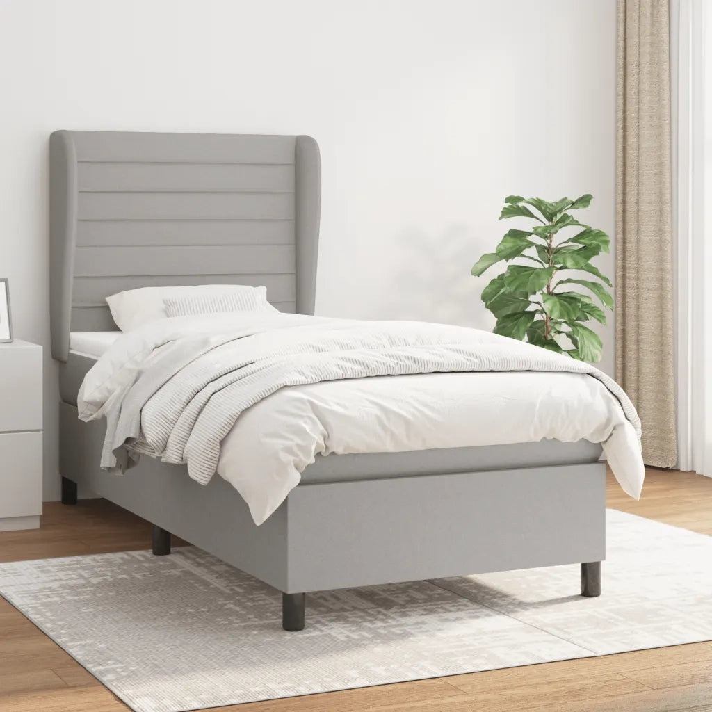 Giroletto a Molle con Materasso Grigio Chiaro 90x200 cm Tessuto 3128013