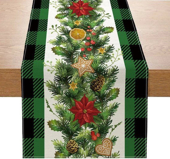 Tavola da Natale, decorazione creativa per Natale, tovaglia da tavola, tavola da Natale per cucina/ingresso (183 cm x 33 cm, stile 4)