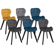 IDMarket - Set di 6 sedie ROBINE in velluto misto blu x2, grigio scuro x2, grigio chiaro e giallo