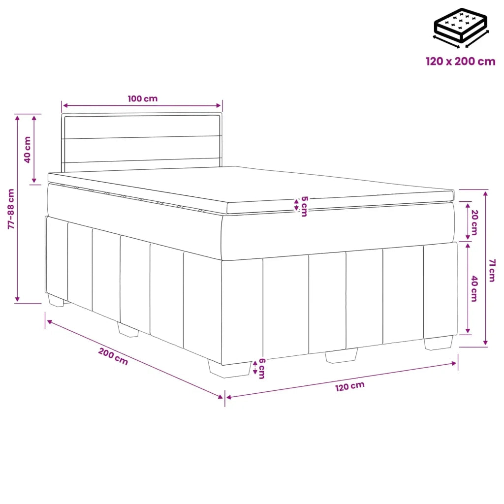Letto box spring con materasso Blu 120 x 200 cm Tessuto 3451184