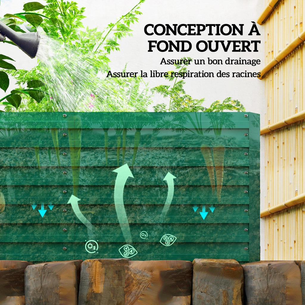 Fioriera Rettangolare da Giardino ¨C Zephmum ¨C Verde 240x120x60cm