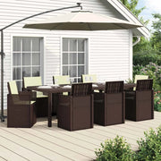 Set da Pranzo per Giardino con cuscino 9 pcs Marrone e Crema PP 3430091