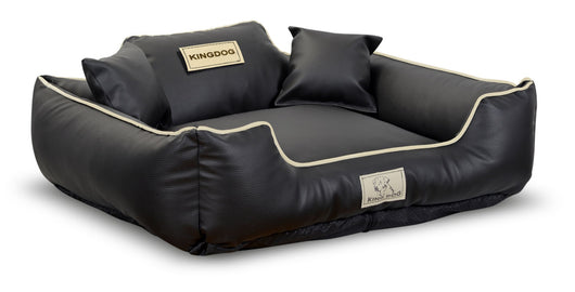 AIO FACTORY M KINGDOG Cuccia per cani personalizzabile in ecopelle nera impermeabile