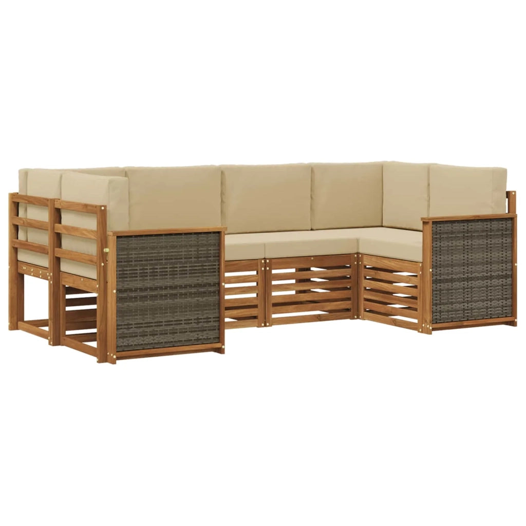 Set di divani da esterno con cuscino 5 pcs Naturale 3384769