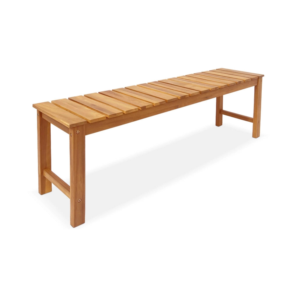 Panca in acacia e legno chiaro, 140cm, marrone naturale