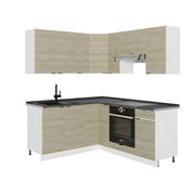 Cucina angolare completa Fame-Line Pannello in quercia/Bianco 190 x 60 cm, PL Antracite Vicco