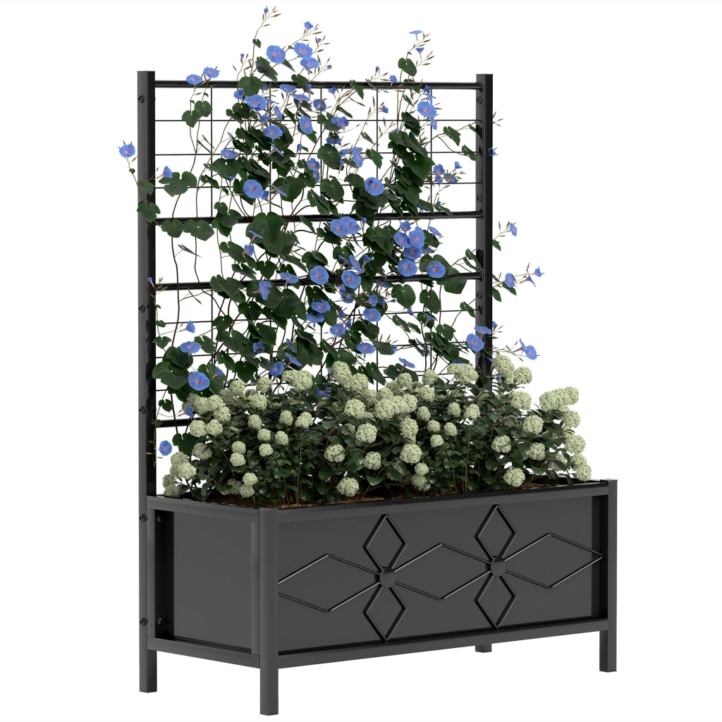 Letto per Orto Rialzato con Traliccio in Acciaio ¨C Zephmum ¨C Nero 90x40x120 cm