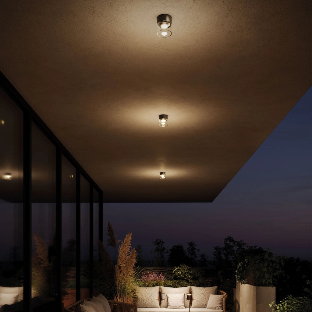 Lens Lampada da soffitto LED in alluminio pressofuso Grigio Scuro 6.5W 3000K IP65 - Soluzione di illuminazione versatile per esterni ed interni