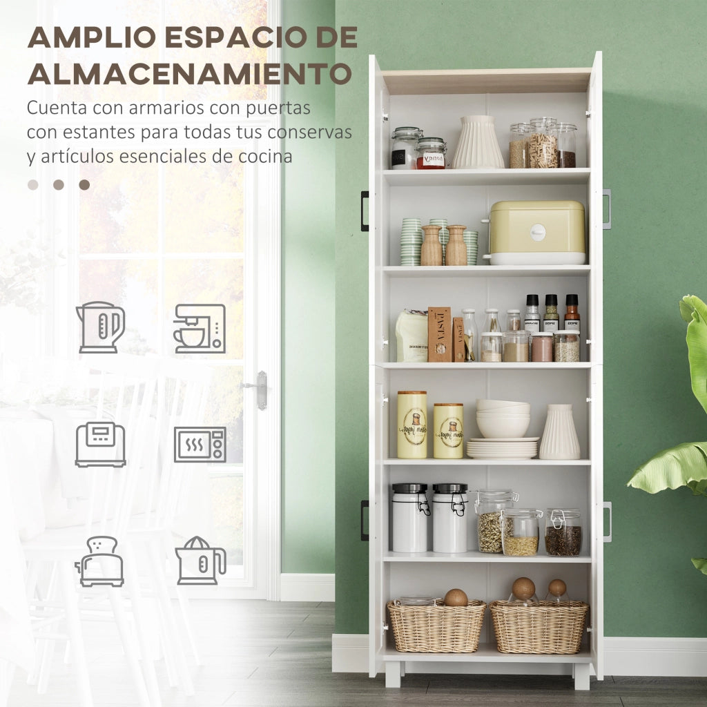 Armadio Cucina Multifunzionale con 4 Porte e Ripiani Regolabili ¨C zephmum ¨C Bianco 60x30x171 cm
