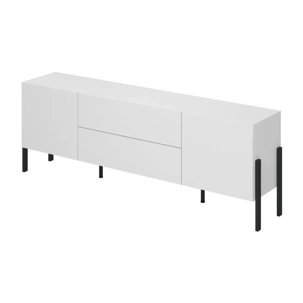 Mobile TV SALMA – 2 porte & 2 cassetti Push-to-Open – Bianco super opaco & nero opaco