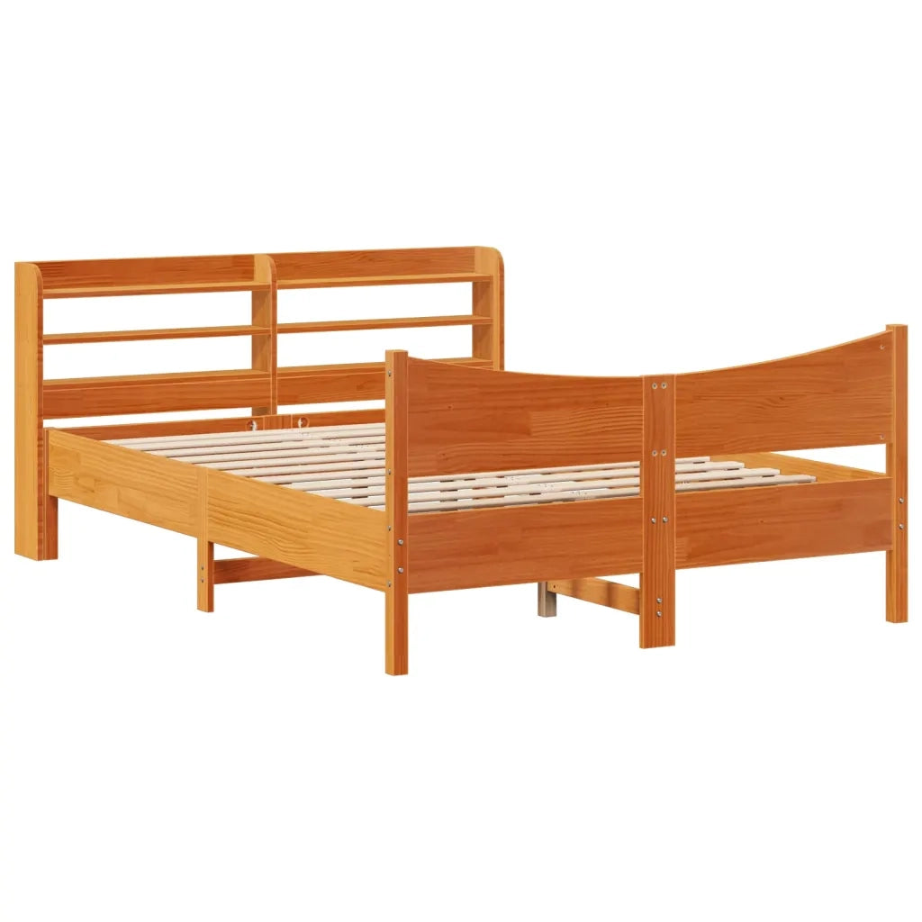Giroletto con Testiera Marrone Cera 140x200 cm Massello Pino 3307046