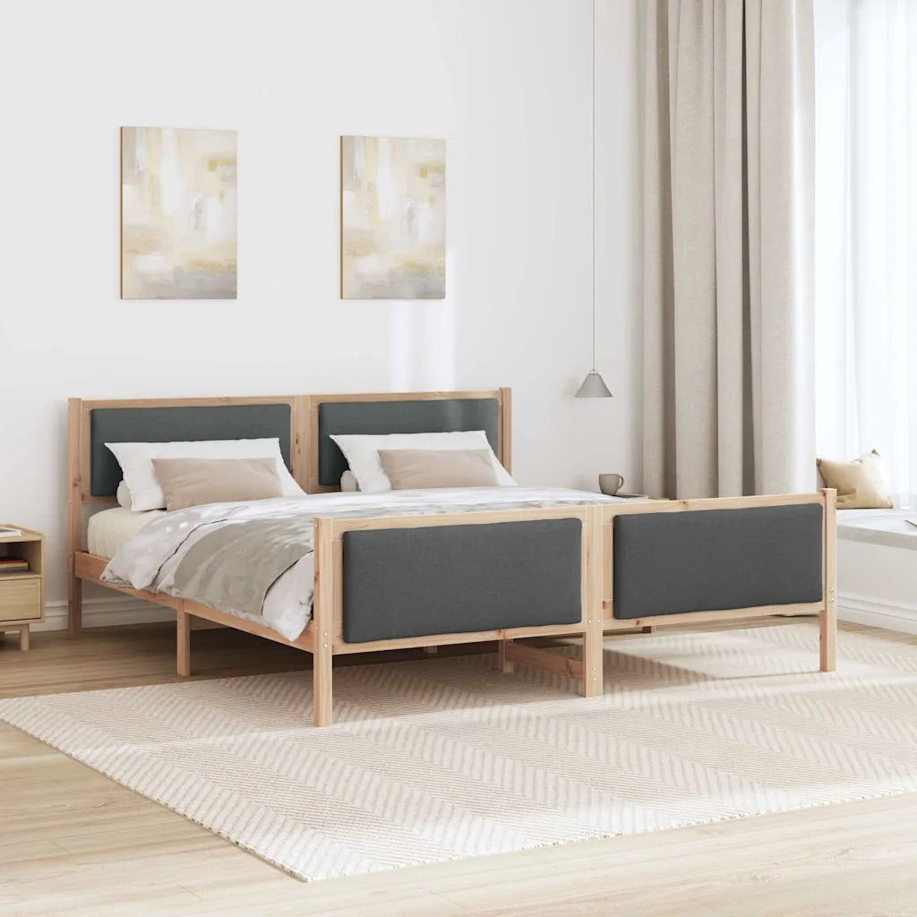 Struttura del letto Grigio scuro 200 x 200 cm Tessuto 3394244