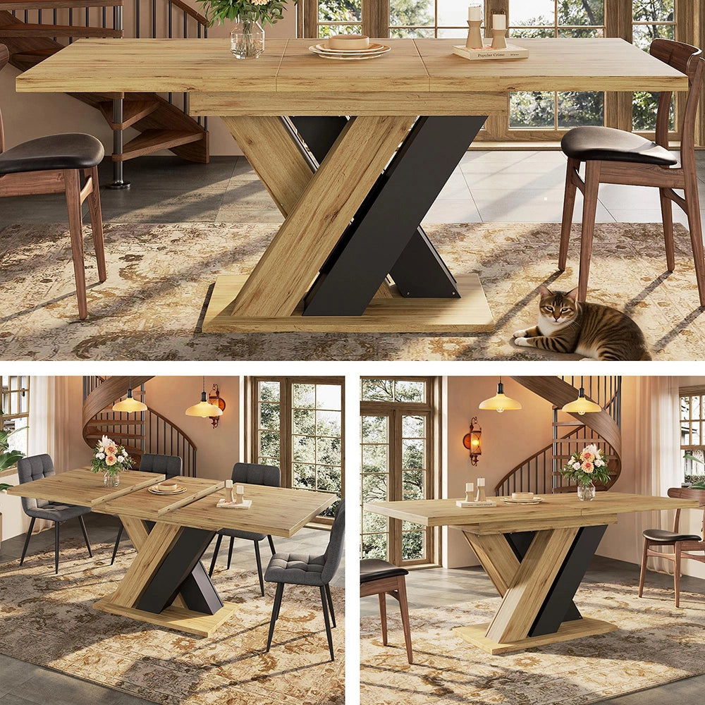 Tavolo da pranzo telescopico - Xylo - 119-158,5¡Á80cm - Colore legno con gambe a X