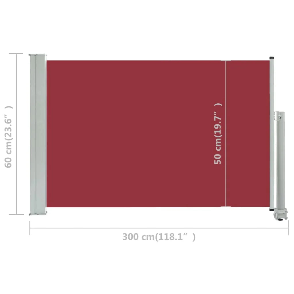 Tenda da sole laterale retrattile/schermo privacy per patio giardino terrazza balcone 60 x 300 cm rosso 02_0007393