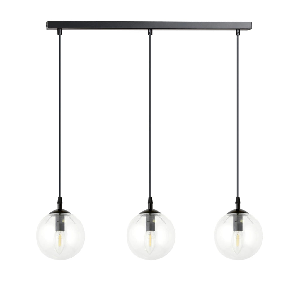 Lampadario Emibig COSMO 3 3xE14 nero vetro trasparente