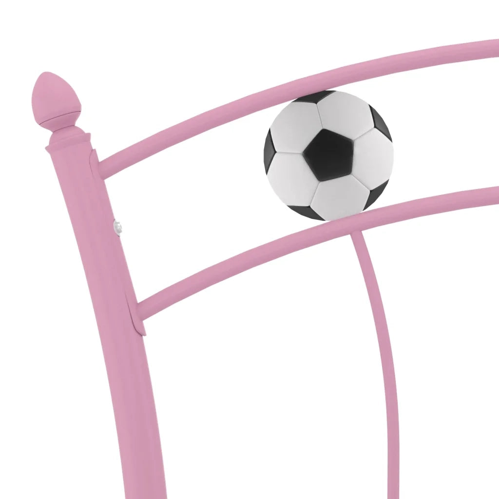 Giroletto con Motivo Calcio-Struttura Letto in Metallo Rosa 90x200 cm
