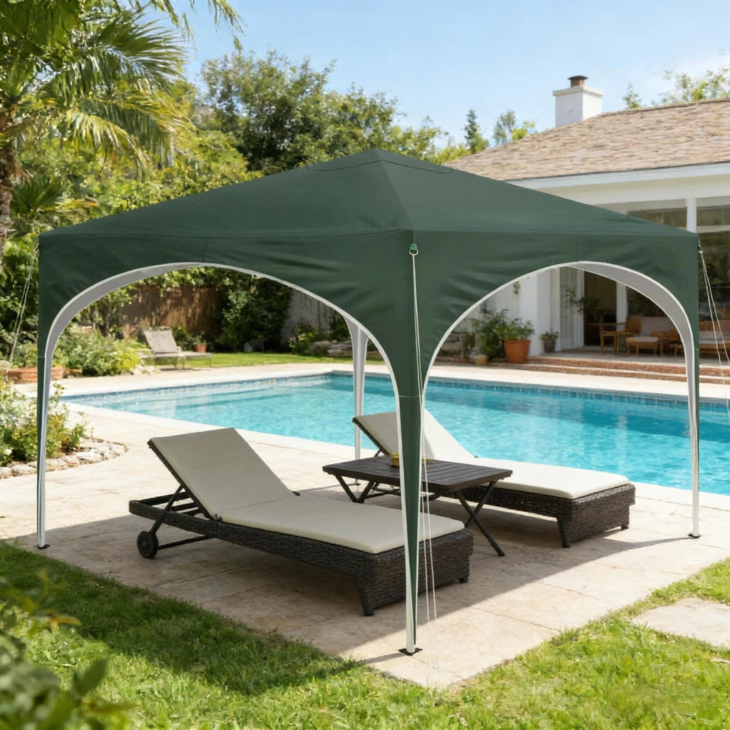GAZEBO 3x3 m Regolabile in Altezza Verde in Metallo e Tessuto Oxford