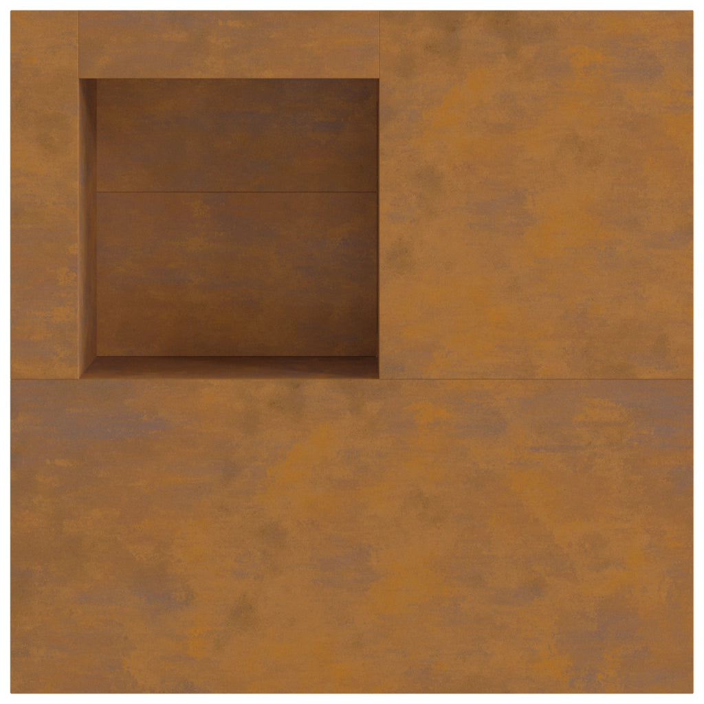 Braciere con Ripostiglio per Tronchi 100x100x30 cm Acciaio Invecchiato