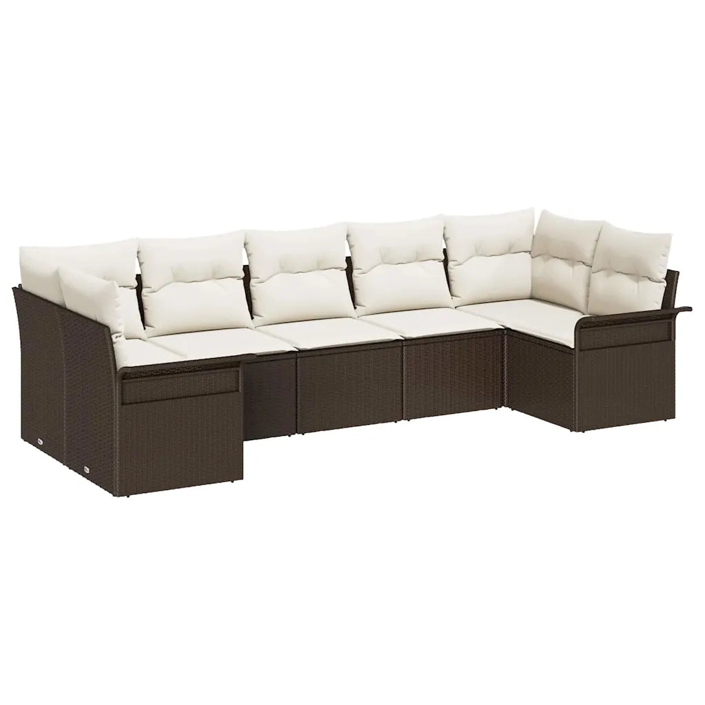Set Divano da Giardino con cuscino 7 pcs Marrone polyrattan 3345508