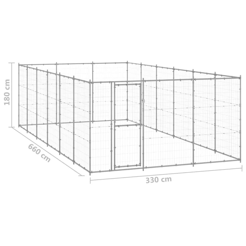Cuccia da esterno gabbia recinto per animali box esterno per cani in acciaio zincato 21,78 m² 02_0000414