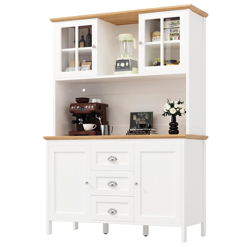 Armoire d'appoint LED - Xylo - 120x40x179 cm - Bianco/Nero - 4 porte 3 cassetti
