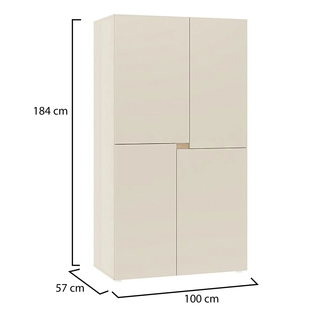 Armadio Camera da Letto Lidasone, Guardaroba Grande 5 Ripiani, 100x184h cm Beige