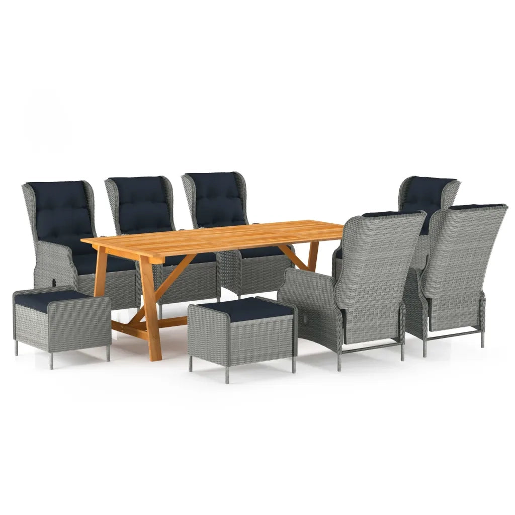 Set Mobili da Pranzo per Giardino 9 pz Grigio Chiaro cod mxl 36055
