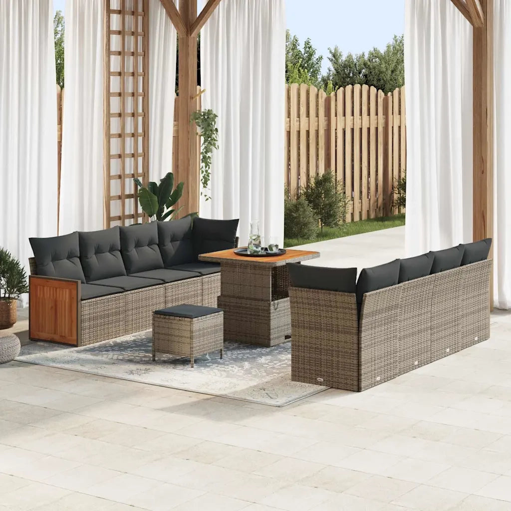 Set Divano da Giardino con cuscino 11 pcs Grigio polyrattan 3365228