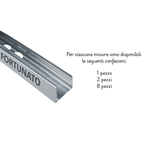 Montante c standard lungo 1 m profilo preforato sp 0,6 mm fissaggio cartongesso *** pezzi 8, misure 27 x 48 x 27 mm, ...