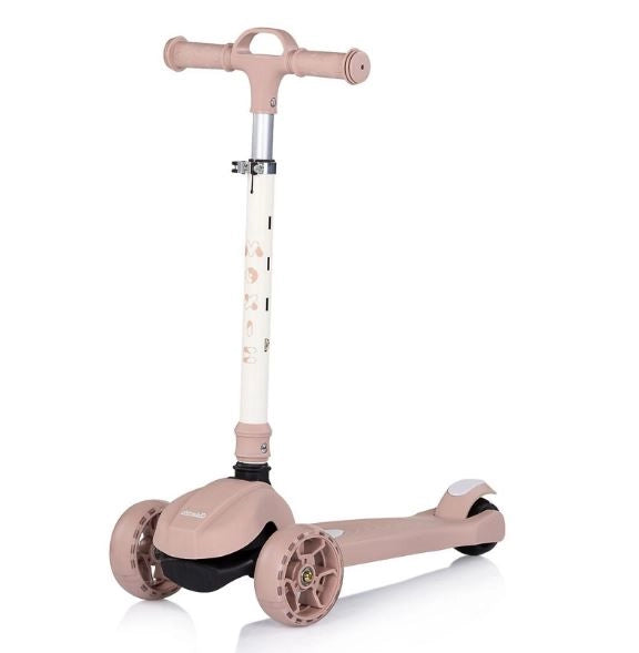 Monopattino per Bambini 3 anni Rosa Modello Luxury fino a 50kg Scooter con ruote LED Pedana antiscivolo Freno incluso Re