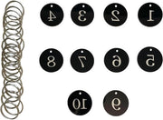 Etichette Acriliche Rotonde con Anello di Chiusura | Etichette di Identificazione per Ristoranti, Hotel, Scuole, Uffici | Nero 1-100 | Organizzazione Facile