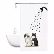 Trade Shop - Tenda Doccia Impermeabile 180x200 Cm Con 12 Anelli Vasca Bagno Cane Gatto 87093 -