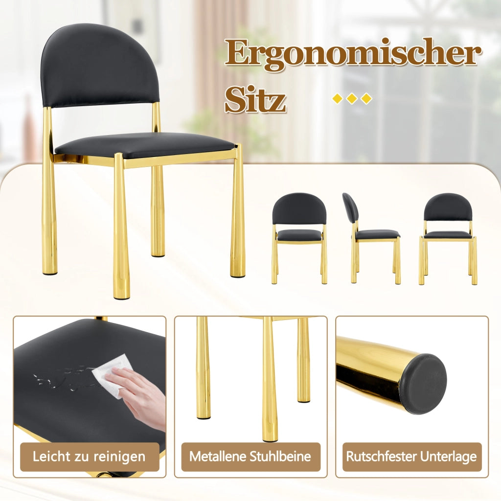 Sedia da Pranzo con Schienale Ergonomico Semicircolare e Seduta Imbottita in PU Nero 80 cm