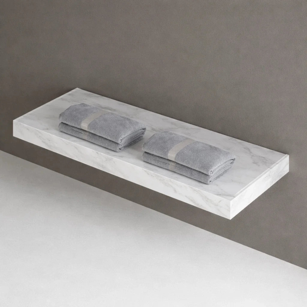 Mensola inferiore lavabo consolle sospeso astrid artificial stone bianco venato elegante moderno *** finitura- bianco...