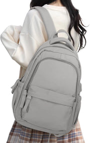 Borsa a Spalla per Donna Borsa da Scuola per Ragazze Borsa per Laptop per Donna 14 Pollici Borsa Leggera per Giorno Borsa da Viaggio per Scuola Università Viaggio Borsa da Scuola per Donna, Grigia