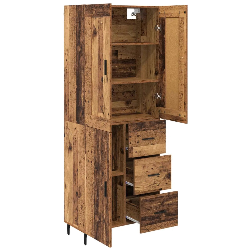 Credenza con cassetto 2 pz | Madia | Buffet da pranzo | Armadio da pranzo Legno vecchio Legno multistrato