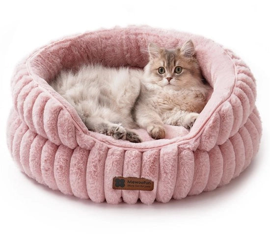 Gatti in stile elegante gatti, letto per cani morbido e circolare per cani piccoli e medi, lavabile e riposante letto per cani (rosa, S)