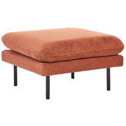 Pouf quadrato con cuscino in tessuto di ciniglia marrone dorato con gambe nere stile moderno retrò