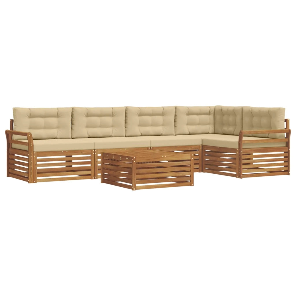 Set di divani da esterno con cuscino 6 pcs Naturale e Beige