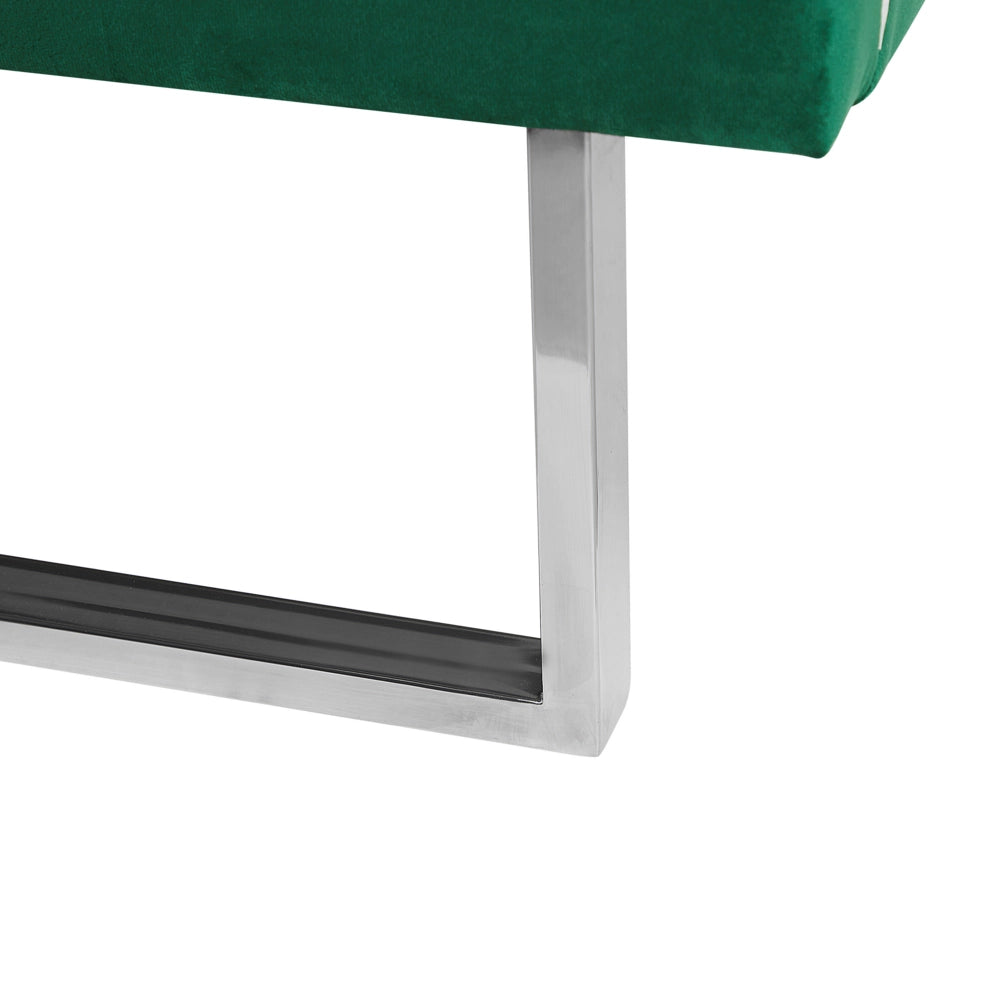 Letto Imbottito Velluto Verde Matrimoniale 140 x 200 cm Testiera Verde Gamba Argento Glam