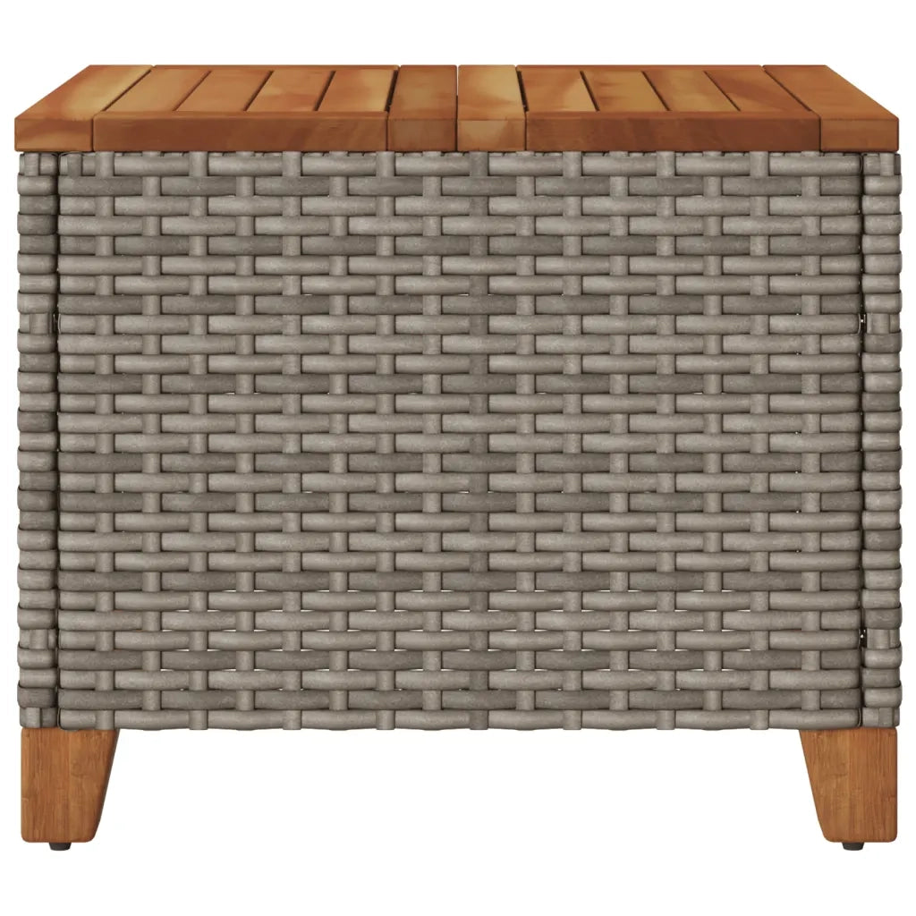 Tavolo da Giardino-Tavolo da esterno Grigio 45x45x37 cm Polyrattan e Legno Acacia