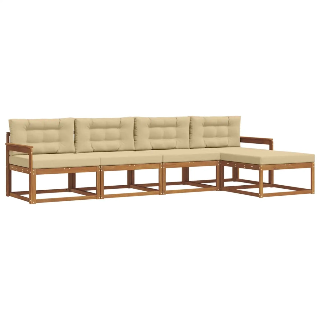 Set di divani da esterno con cuscino 5 pcs Naturale e Beige