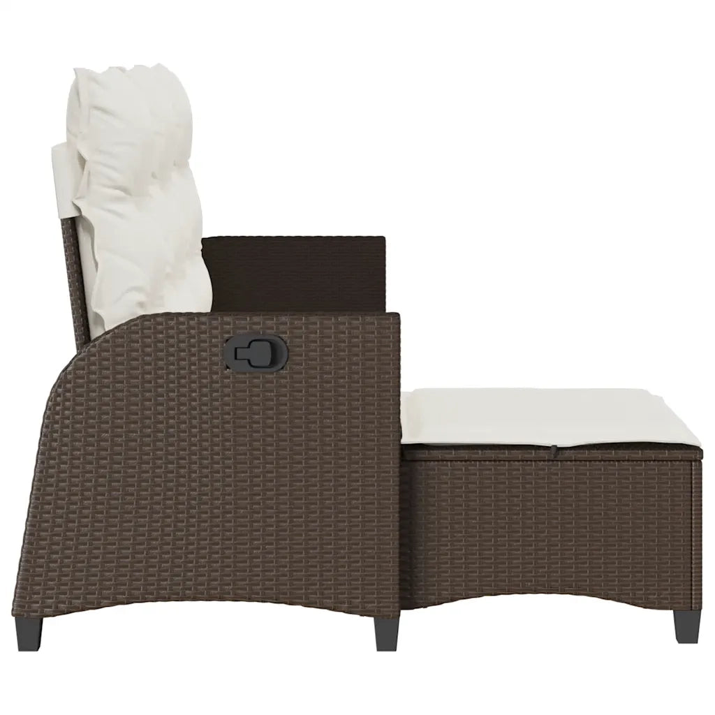 Divano Reclinabile Giardino con Cuscini a L-Sofa da Giardino-Divano da esterno Marrone Polyrattan