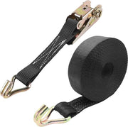 Cinturoni di corda con grilletto - 2 pezzi 25 mm x 5 m - sistema di sicurezza per carichi pesanti - cinturone di corda regolabile nero - per contenitori e veicoli pesanti Cinturoni di corda con grilletto
