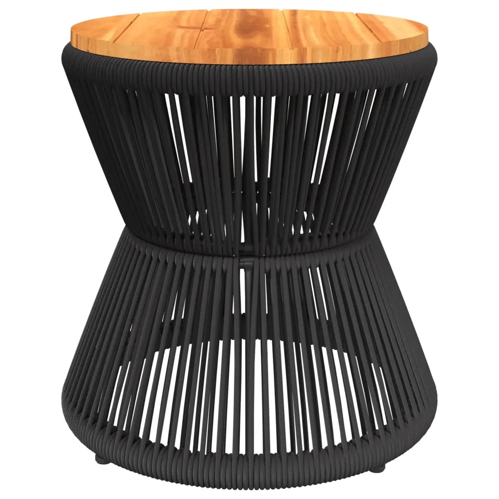 Tavolino-Tavolino da soggiorno-Tavolo Base in Filo Metallico Nero ? 45x44 cm Massello Acacia