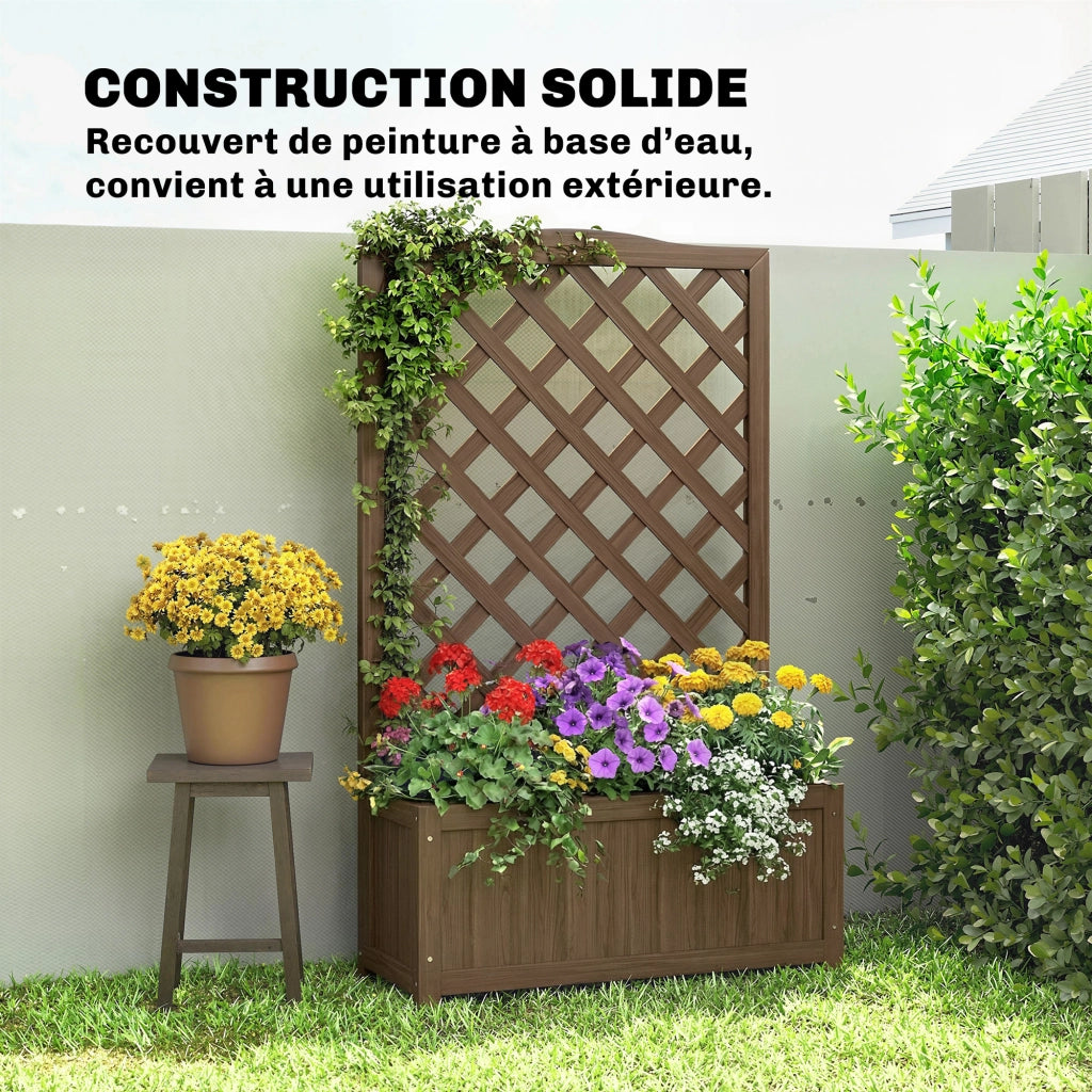 Fioriera con griglia per piante rampicanti ¨C zephmum ¨C 70x28x117cm legno massello marrone scuro