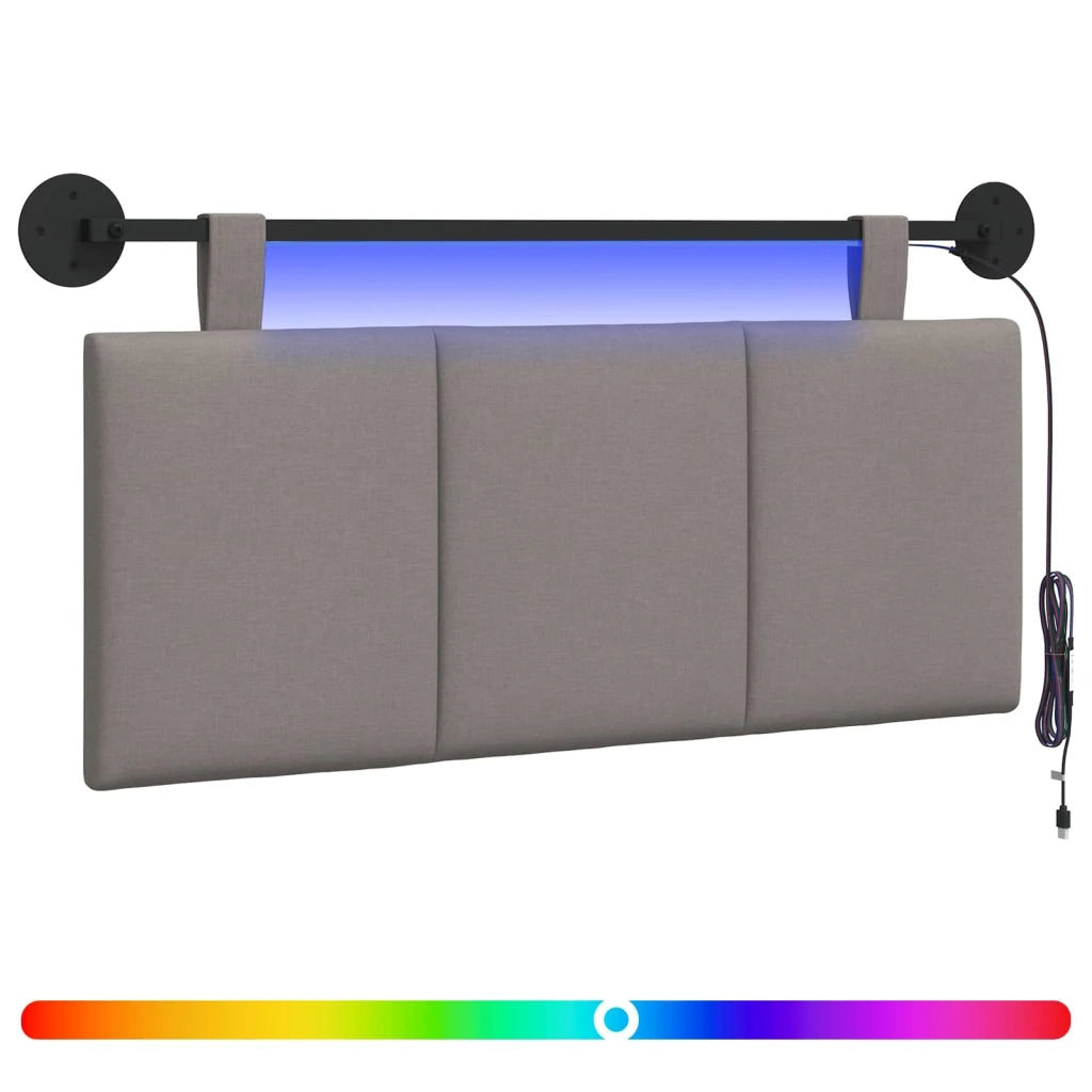 Testiera sospesa Con luce LED Tortora Tessuto
