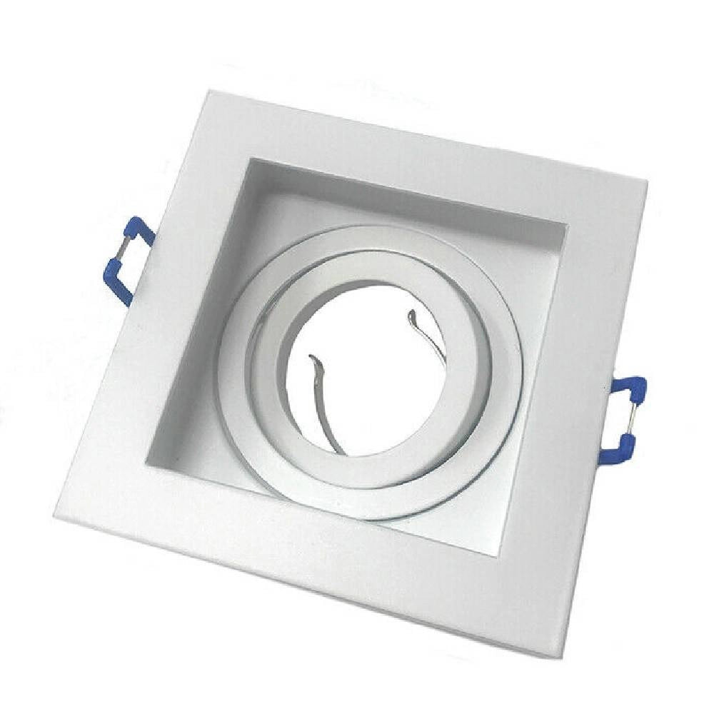 Trade Shop - Portafaretto Incasso Quadrato Acciaio P23 Orientabile Supporto Faretto Porta Faretti - Bianco
