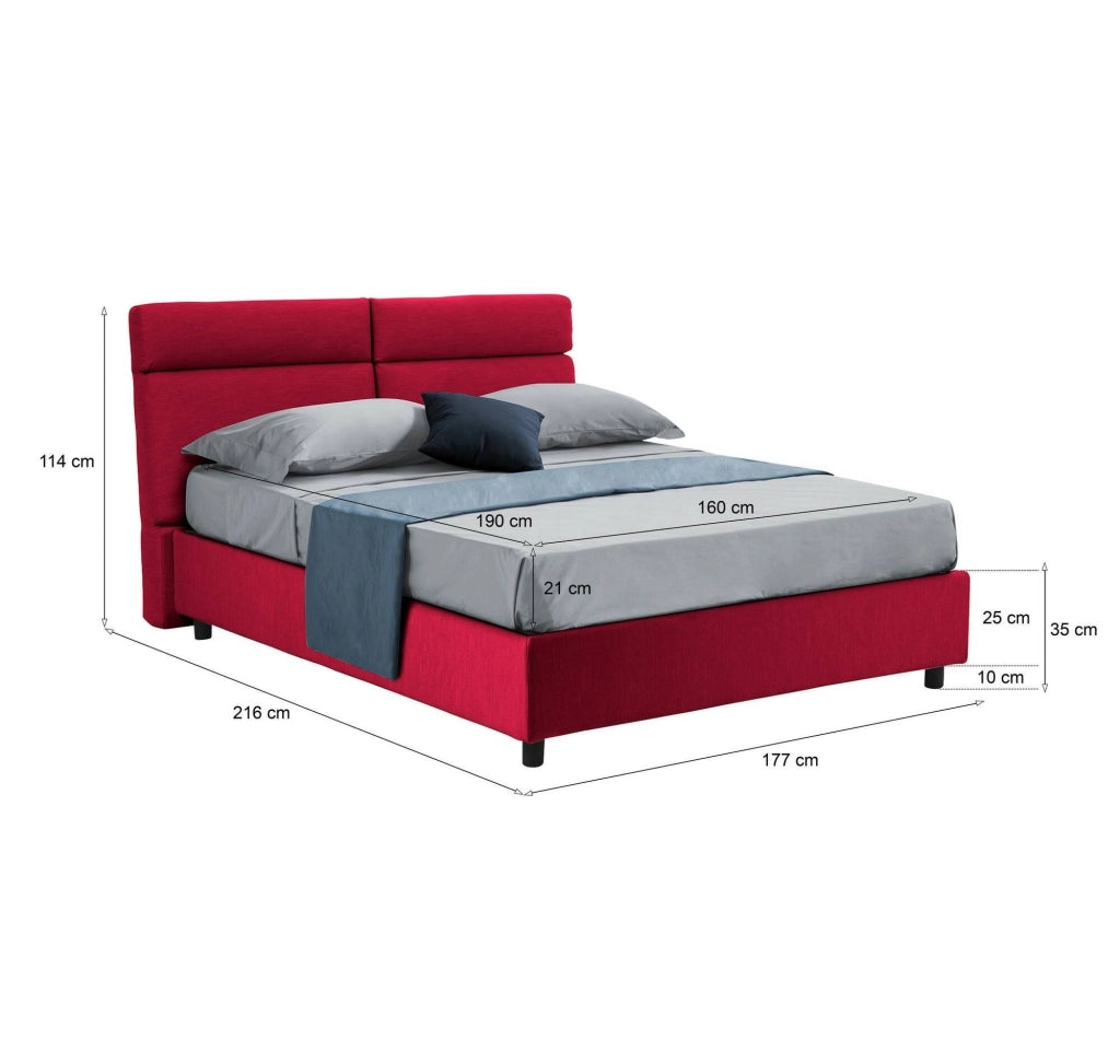 Letto Matrimoniale Asica, Letto Matrimoniale Materasso Incluso Made in Italy, Rosso